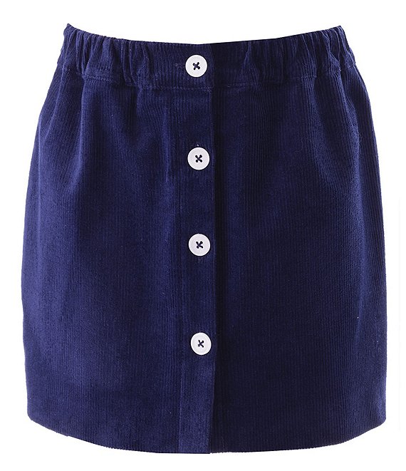 Color:Navy - Image 1 - Little/Big Girls 2-10 Cord Button Front Skirt