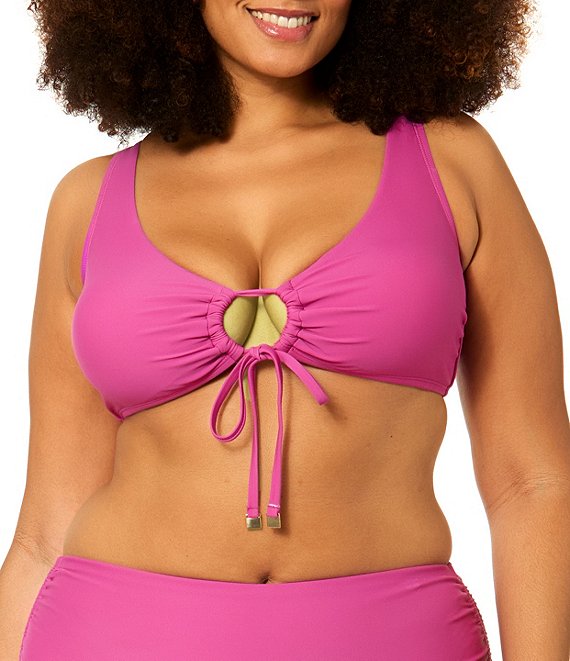 Raisins Curve Plus Size Tie Front Keyhole Bra Swim Top