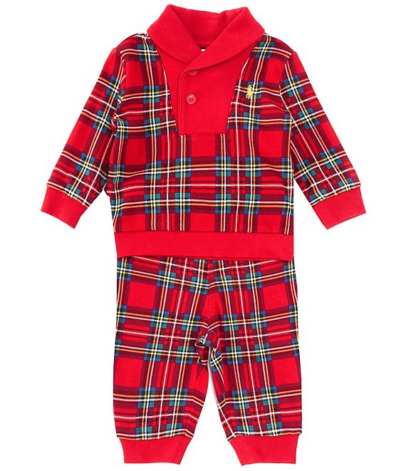 Ralph Lauren Baby Boys 3-24 Months Long Sleeve Checked Interlock Pullover &  Pant Set