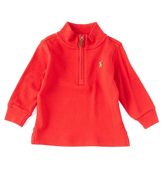 Color:RL 2000 Red - Image 1 - Baby Boys 3-24 Months Long-Sleeve Interlock Quarter-Zip Pullover