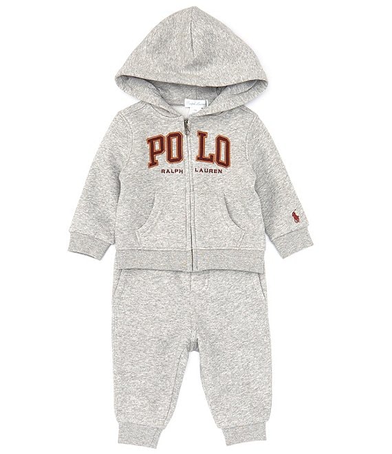 Ralph Lauren Baby Boys 3-24 Months Long Sleeve Logo Fleece Full-Zip ...