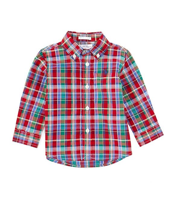 Ralph Lauren Baby Boys 3-24 Months Long Sleeve Plaid Woven Shirt ...