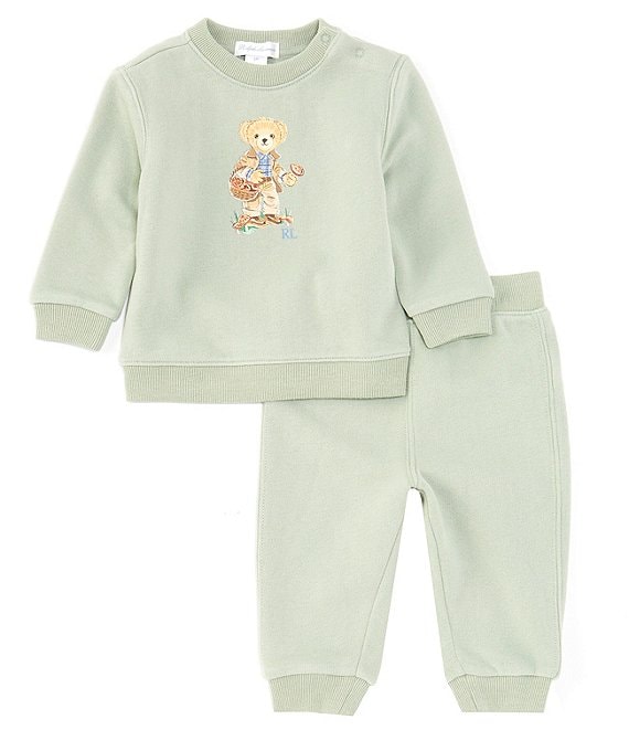Ralph Lauren Baby Boys 3-24 Months Long Sleeve Polo Bear Fleece Sweatshirt & Pants Set