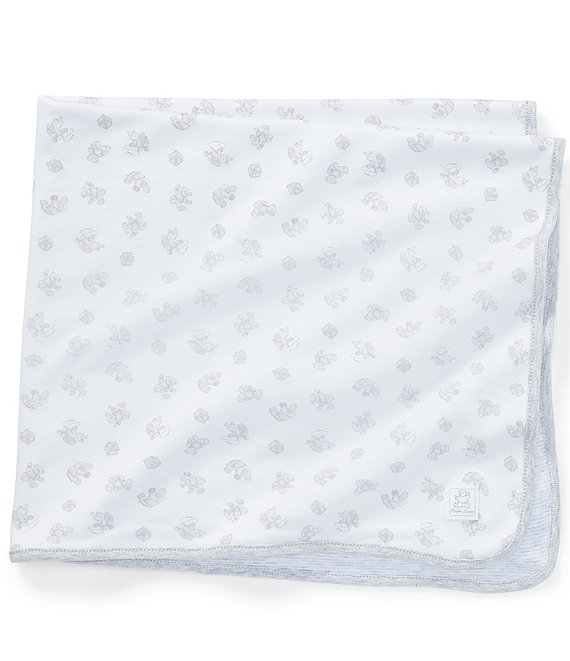 Color:Paper White Multi - Image 1 - Baby Toy Print Receiving Reversible Blanket