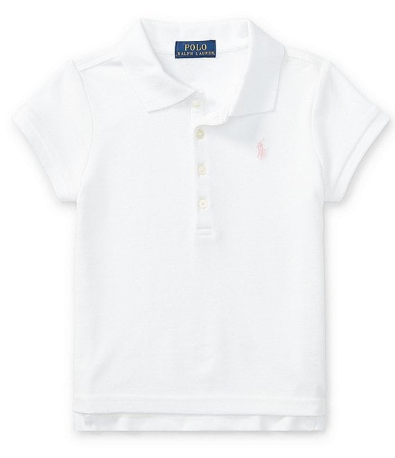Color:White - Image 1 - Childrenswear Little Girls 2T-6X Mesh Polo Shirt