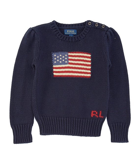 Polo Ralph Lauren Little Girls 4-6X Intarsia American Flag Knit Sweater ...