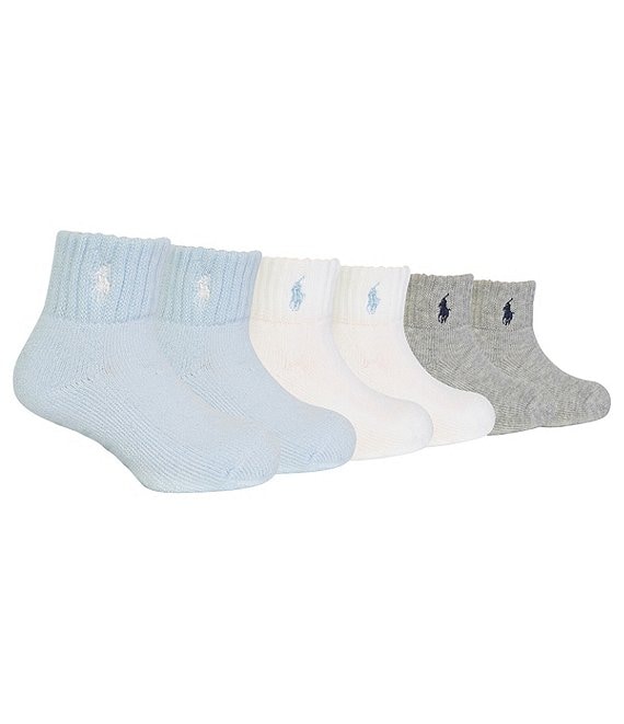 Color:Assorted - Image 1 - Polo Ralph Lauren Baby Newborn-24 Months 6-Pack Sport Quarter Socks