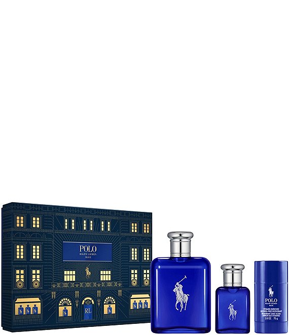 Ralph Lauren Polo Blue Eau de Toilette 3 Piece Gift Set Dillard s