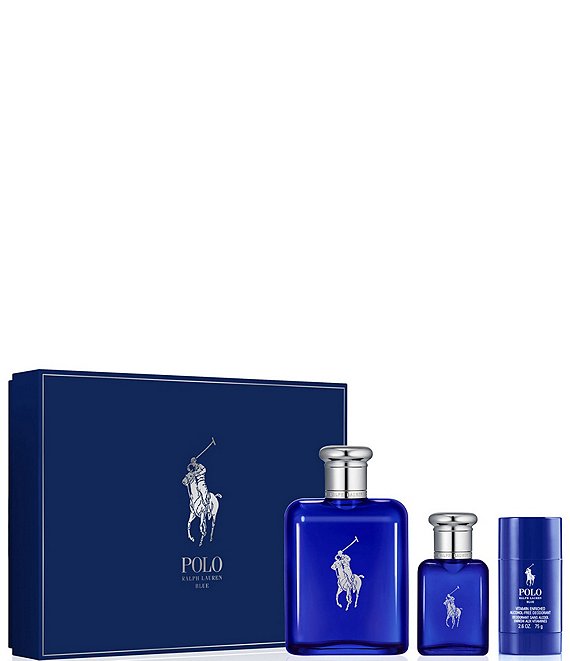 Ralph Lauren Polo Blue Eau de Toilette 3-Piece Men's Fragrance Gift Set ...