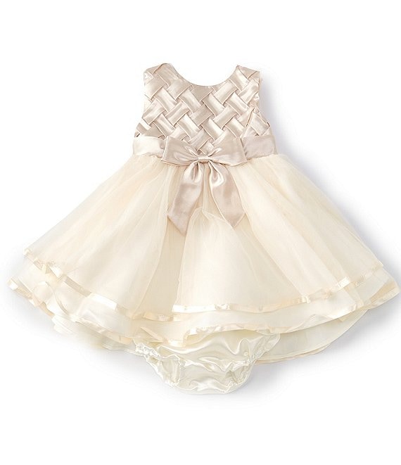 Rare Editions Baby Girls 3-24 Months Basketweave-Bodice/Tiered-Mesh ...
