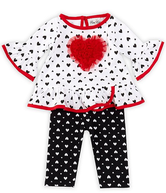 Rare Editions Baby Girls 3-24 Months Bell-Sleeve Heart-Printed Heart ...