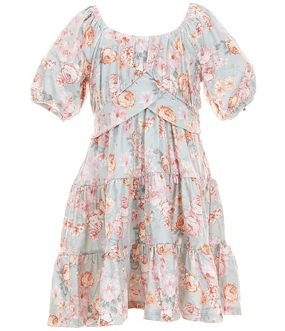 Rare Editions Big Girls 7-16 Short Sleeve Ditsy-Floral-Printed Drop ...