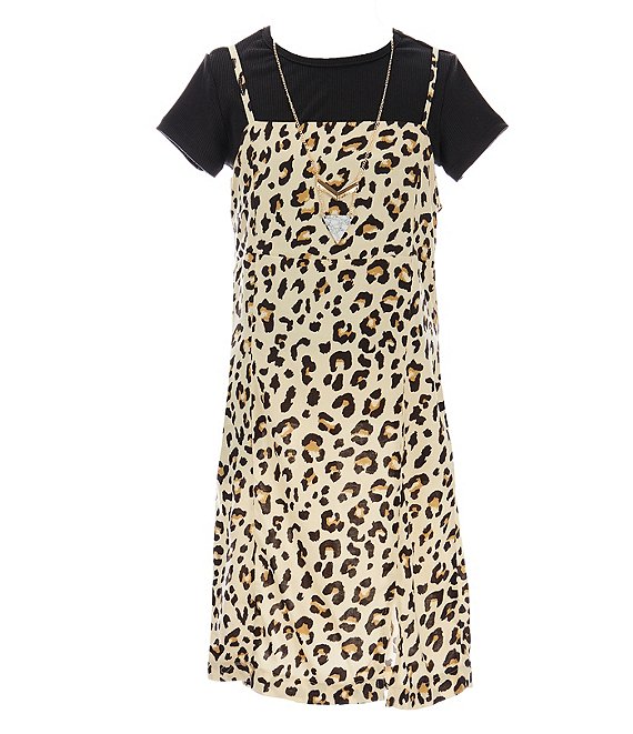 Rare Editions Big Girls 7-16 Short Sleeve Tee Cheetah Print Dress ...