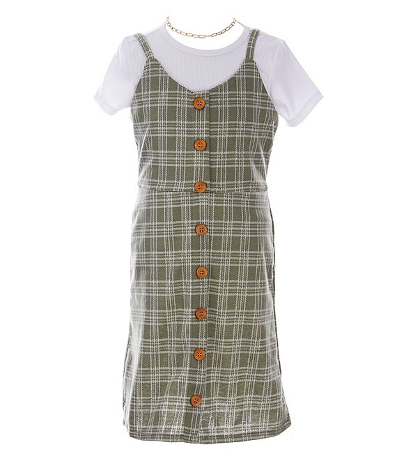 Sleeveless Printed Dress & Rib-Knit T-Shirt Set for Girls