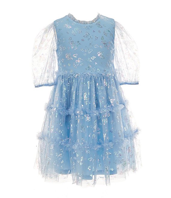 Rare Editions Little Girls 2T-6X 3/4-Sleeve Iridescent Butterfly Fit ...