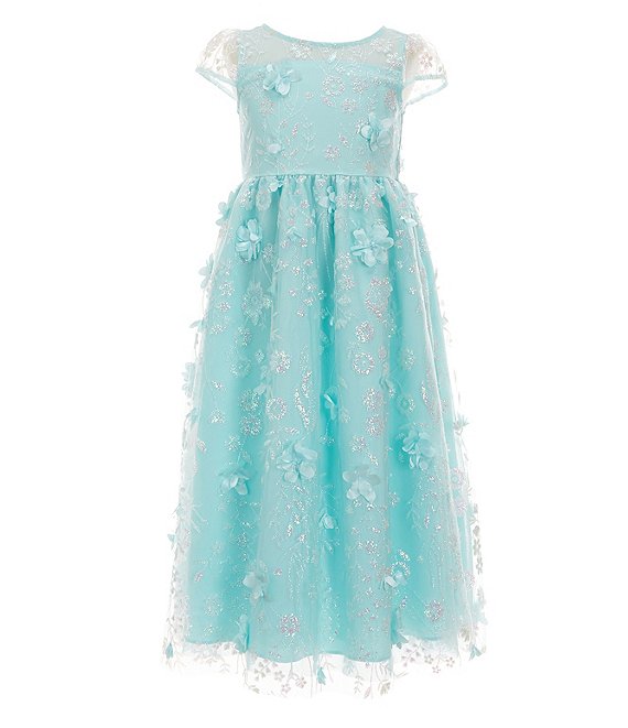 Jovani Kids K23956 Fit And Flare Sequin Tulle Floral Girls Short Dress