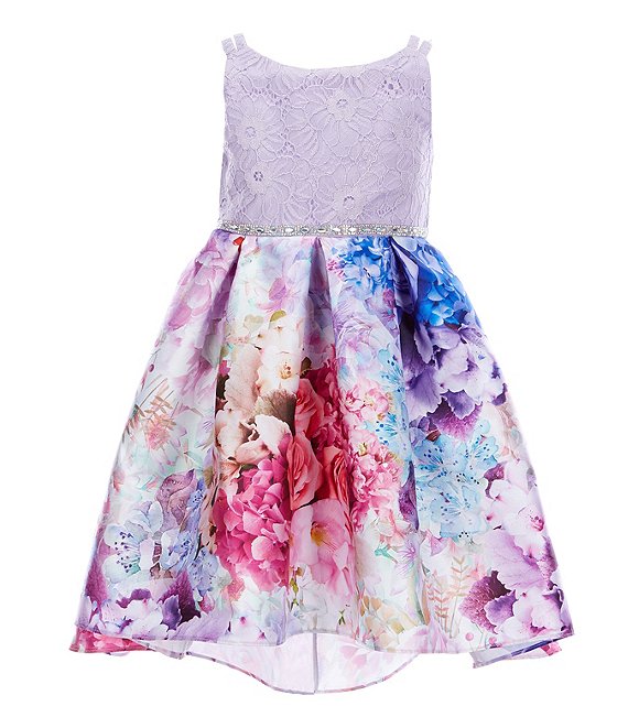 Rare Editions Little Girls 2T-6X Sleeveless Lace/Floral-Mikado Fit-And ...