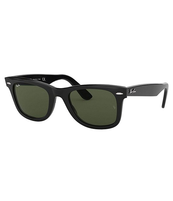 Color:Black Green - Image 1 - Men's Solid Classic Wayfarer Sunglasses