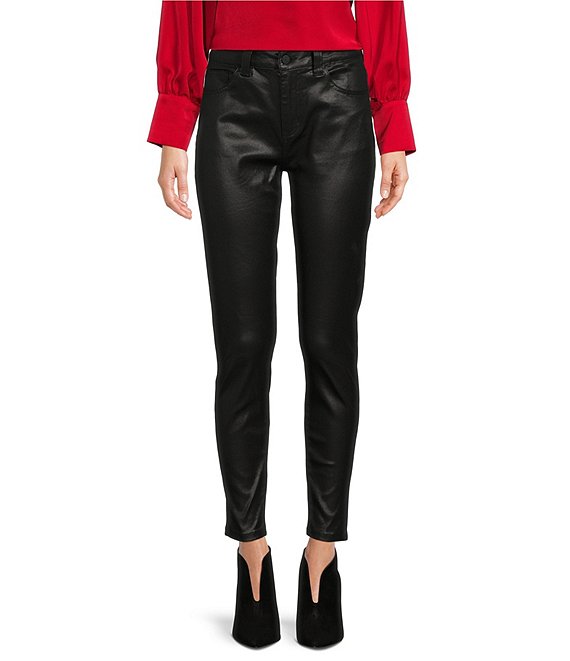 Color:Black - Image 1 - Tanya Coated Denim Skinny Jeans