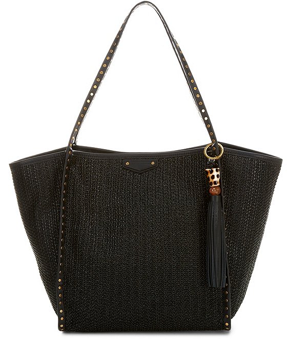 REBECCA MINKOFF Dylan Raffia Shoulder Tassel Tote Bag