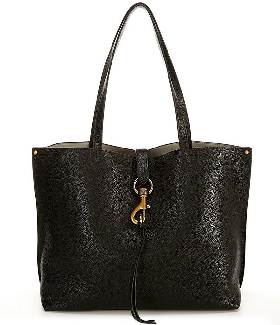 Color:Black - Image 1 - Megan Black Leather Tote Bag