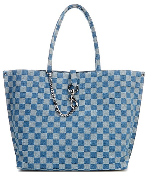 REBECCA MINKOFF Megan Denim Checkered Soft Tote Bag | Dillard's