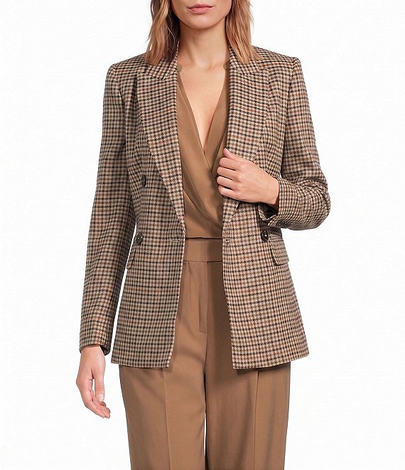 Reiss Lily Double Breasted Check Blazer