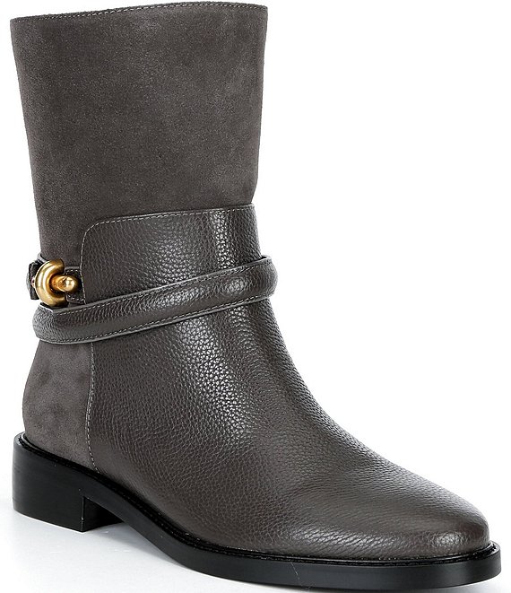Reiss Rosalee Leather and Suede Slip On Mid Calf Boots