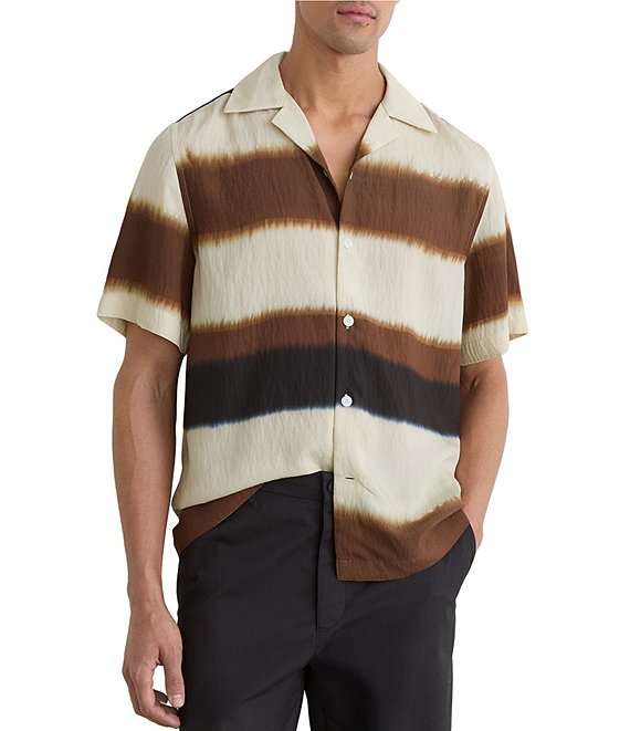Reiss Tie-Dye Short Sleeve Woven Camp Shirt