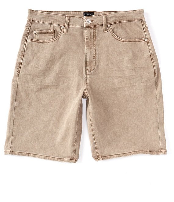 Color:Khaki - Image 1 - Basic 5-Pocket Relaxed Fit Clean Hem 12#double; Shorts
