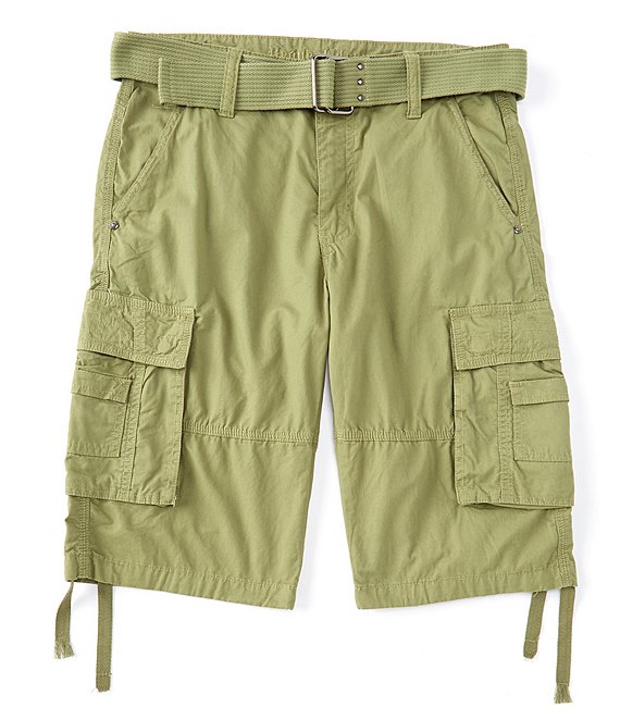 Color:Olive - Image 1 - Jonah Belted Cargo 13#double; Inseam Shorts