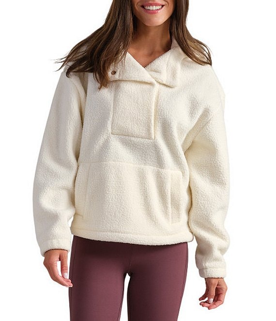 RHONE AloftFleece Hooded Long Sleeve Pullover, Ivory - Image 1