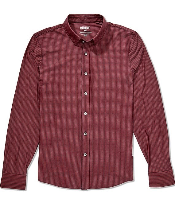 RHONE Slim Fit Commuter Gingham Long Sleeve Woven Shirt