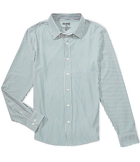 RHONE Slim Fit Performance Stretch Commuter Stripe Long Sleeve Woven Shirt