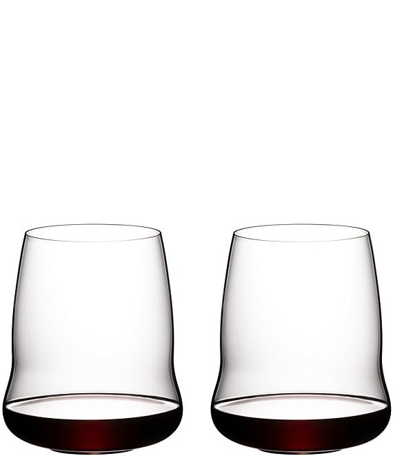 Two Riedel Angel Wing Stemless Wine Glasses