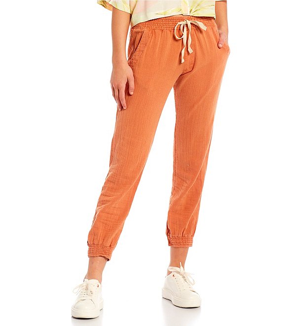Color:Medium Orange - Image 1 - Classic Surf Relaxed-Fit Textured Canvas Pants