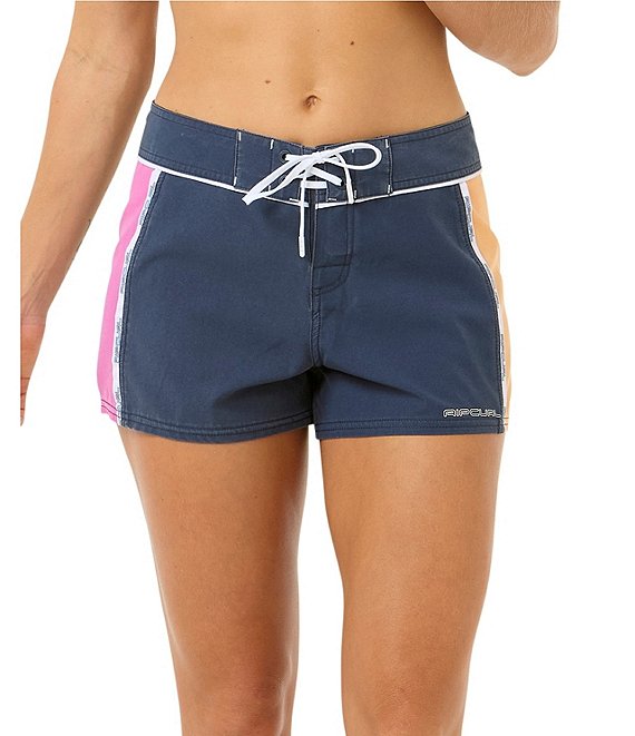 Rip Curl Las Dalias Colorblock Tie Front Board Shorts, Navy - Image 1