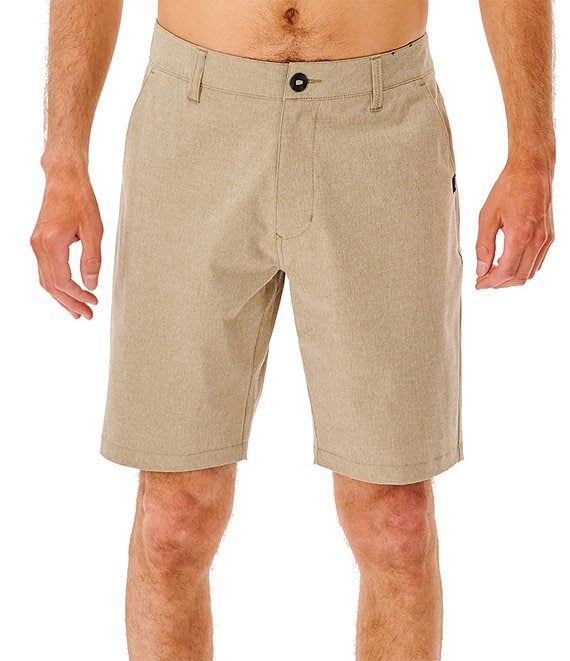 Color:Khaki - Image 1 - Mid-Rise Phase Nine Solid 19#double; Outseam Boardwalk Shorts