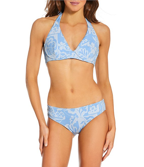 Rip Curl Pacific Coast Floral D-Cup Underwire Triangle Swim Top & Full Coverage Hipster Swim Bottom