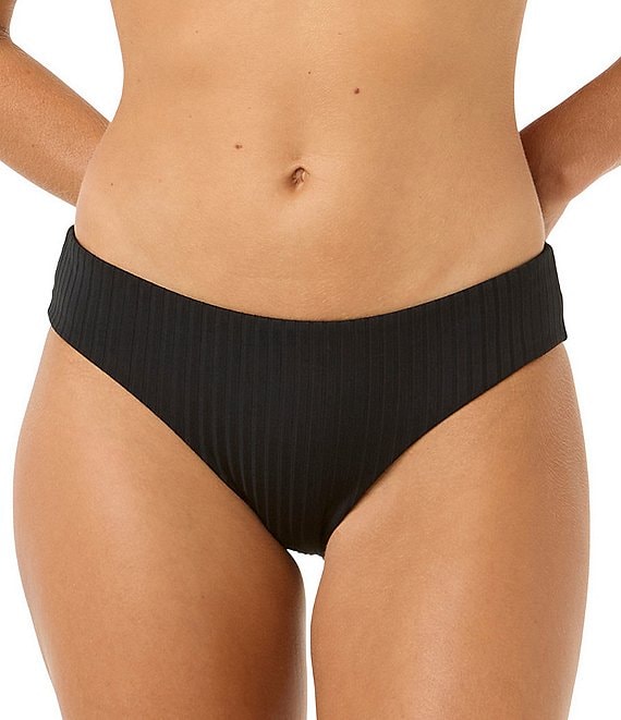 Rip Curl Premium Surf Solid Ribbed Scoop Waist Hipster Swim Bottom