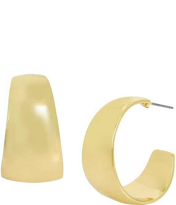 Chunky Huggie Hoop Earrings - Gold