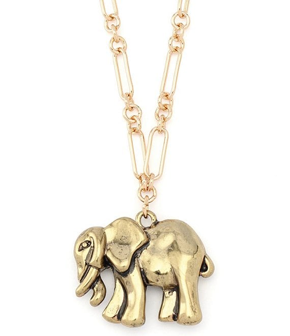 Robert Lee Morris Soho Heirloom Charms Elephant Long Pendant Necklace, Gold - Image 1