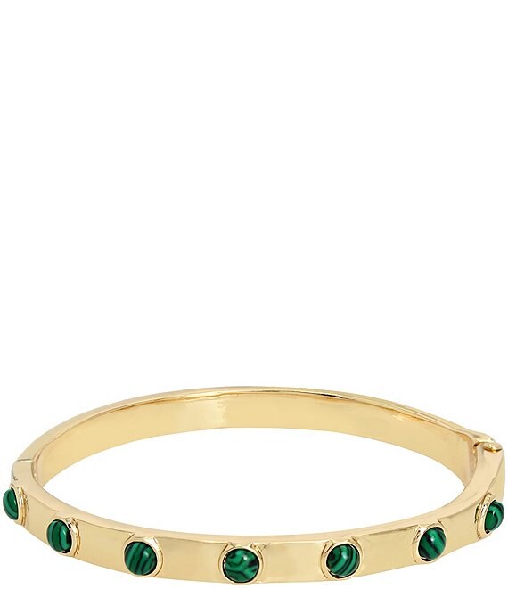 Color:Gold/Malachite - Image 1 - Malachite Bangle Bracelet