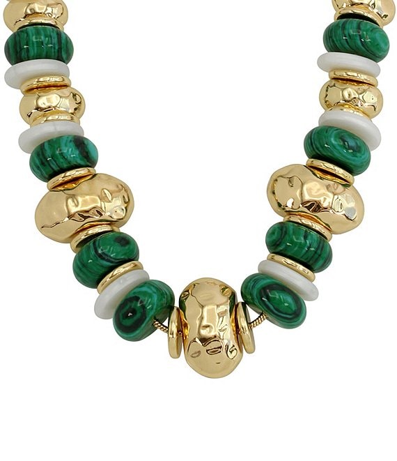 NWT Robert hot Lee Morris 2 Pc Gold Tone with Green Malachite Necklace & Bangle set