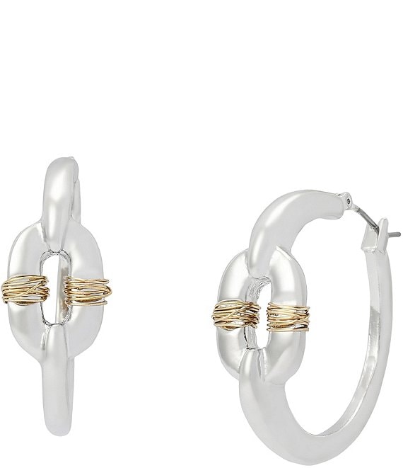 Robert Lee Morris Soho Oval Link Wire Wrapped Hoop Earrings