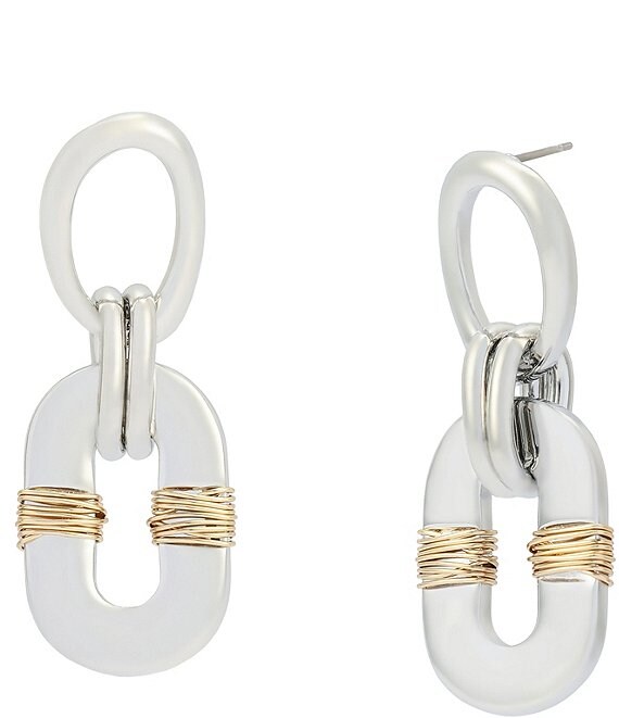 Robert Lee Morris Soho Oval Link Wire Wrapped Statement Drop Earrings