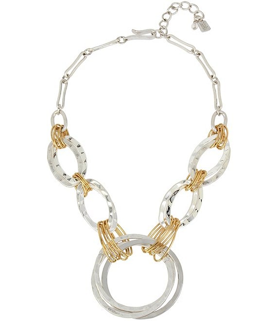 Robert Lee Morris Soho Wire-Wrapped Hammered Circle Frontal Statement Necklace