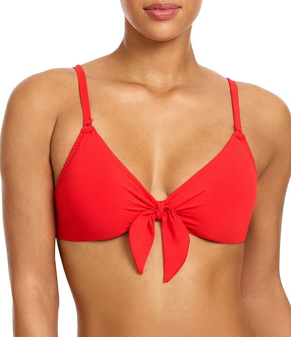 ROBIN PICCONE Ava Solid Underwire Tie Front Swim Top