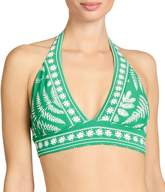 ROBIN PICCONE Hailey Plunge Halter Swim Top