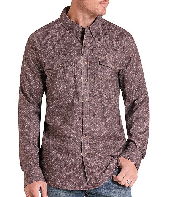 Rock & Roll Denim Tek Medallion Printed Pearl Snap Shirt